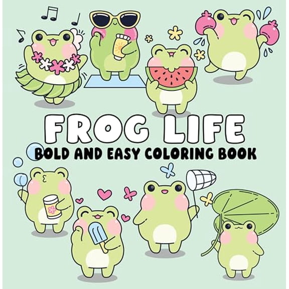 Frog Life Bold and Easy Coloring Book (Paperback) — Adorable Frog Scenes and Simple Large-Print Designs for Relaxing, Stress-Free Coloring