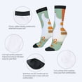 thumbnail image 3 of Four Seasons Universal Socks (2 Pairs) - Unisex Trendy Socks with Abstract Green Background Orange Musical Notes & Shapes Mixed Color Design Perfect for All Seasons, 3 of 5
