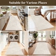 thumbnail image 6 of MeyJey 3'x6' Runner Rug for Hallways, Non Slip Modern Jacquard Textured Rugs Soft Geometric Rug for Entryway Bathroom Laundry Dorm, Beige, 6 of 15