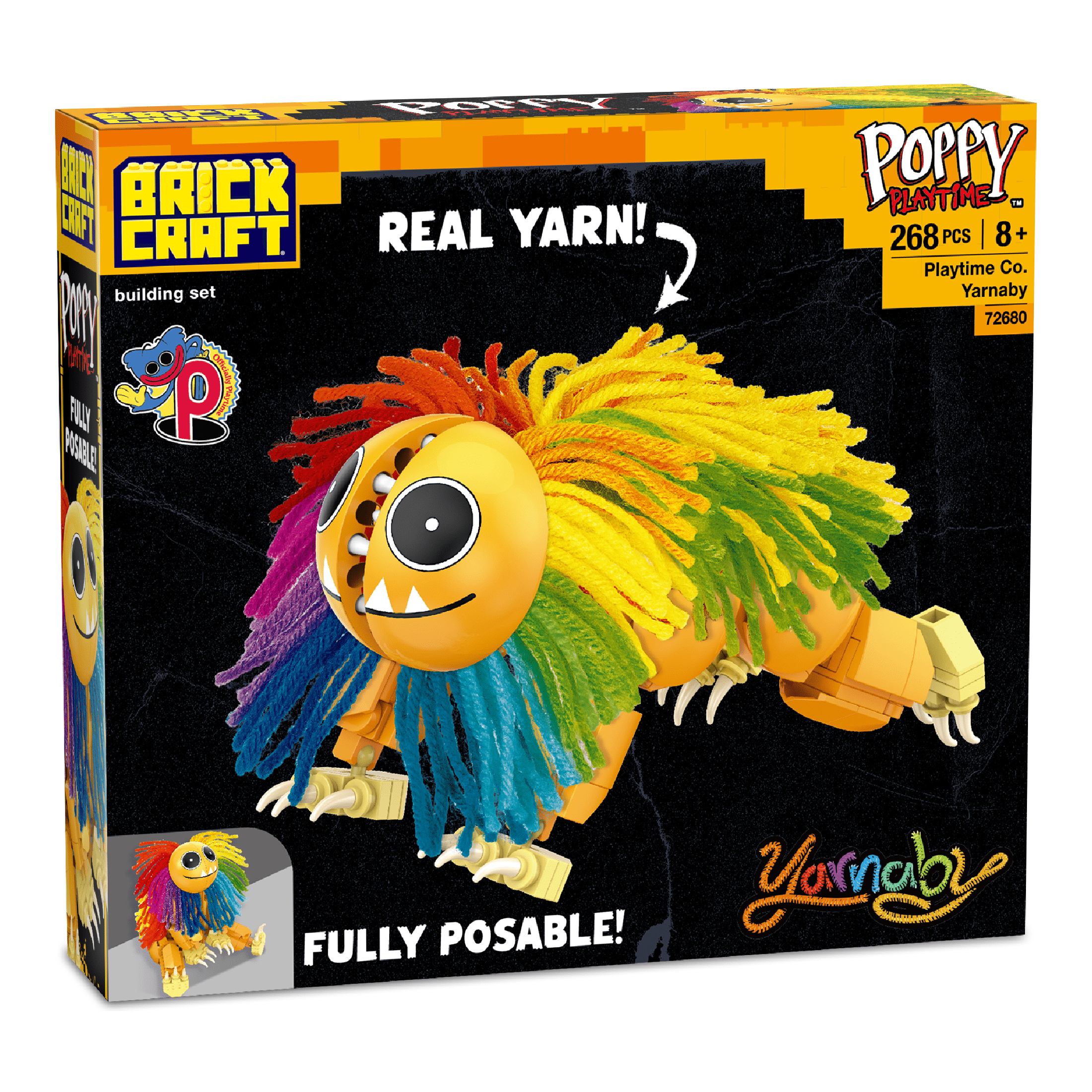 Brickcraft Poppy Playtime Yarnaby Building Kit (268-Piece Set), Fully Posable Brick-Built Lion with Real Yarn Mane, Collectible Video Game Character, Display Set Gift for Gamers and Kids