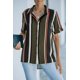 thumbnail image 2 of ABPHQTO Camisa De Mujer De Manga Corta Con Botones De Rayas Negras Y Marrones, 2 of 5