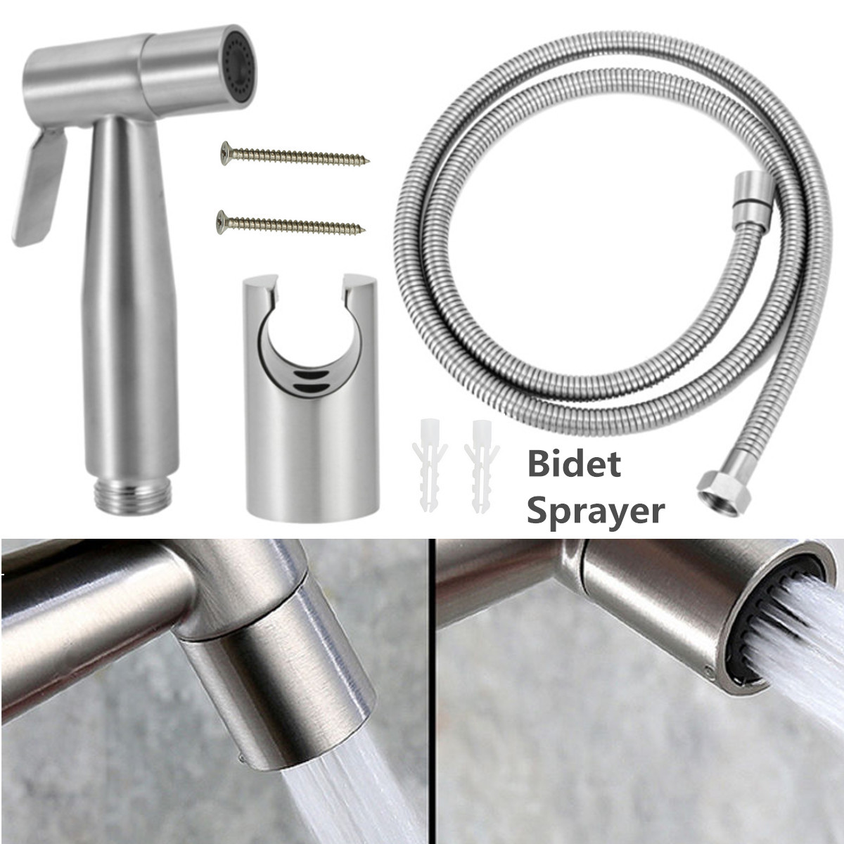 Qeemee Hand Held Bidet Sprayer Kit for Toilet Baby Cloth Diaper Sprayer for Toilet Water Sprayer Chrome-Solid Brass-3 Years Warranty-Adjustable Pressure Control