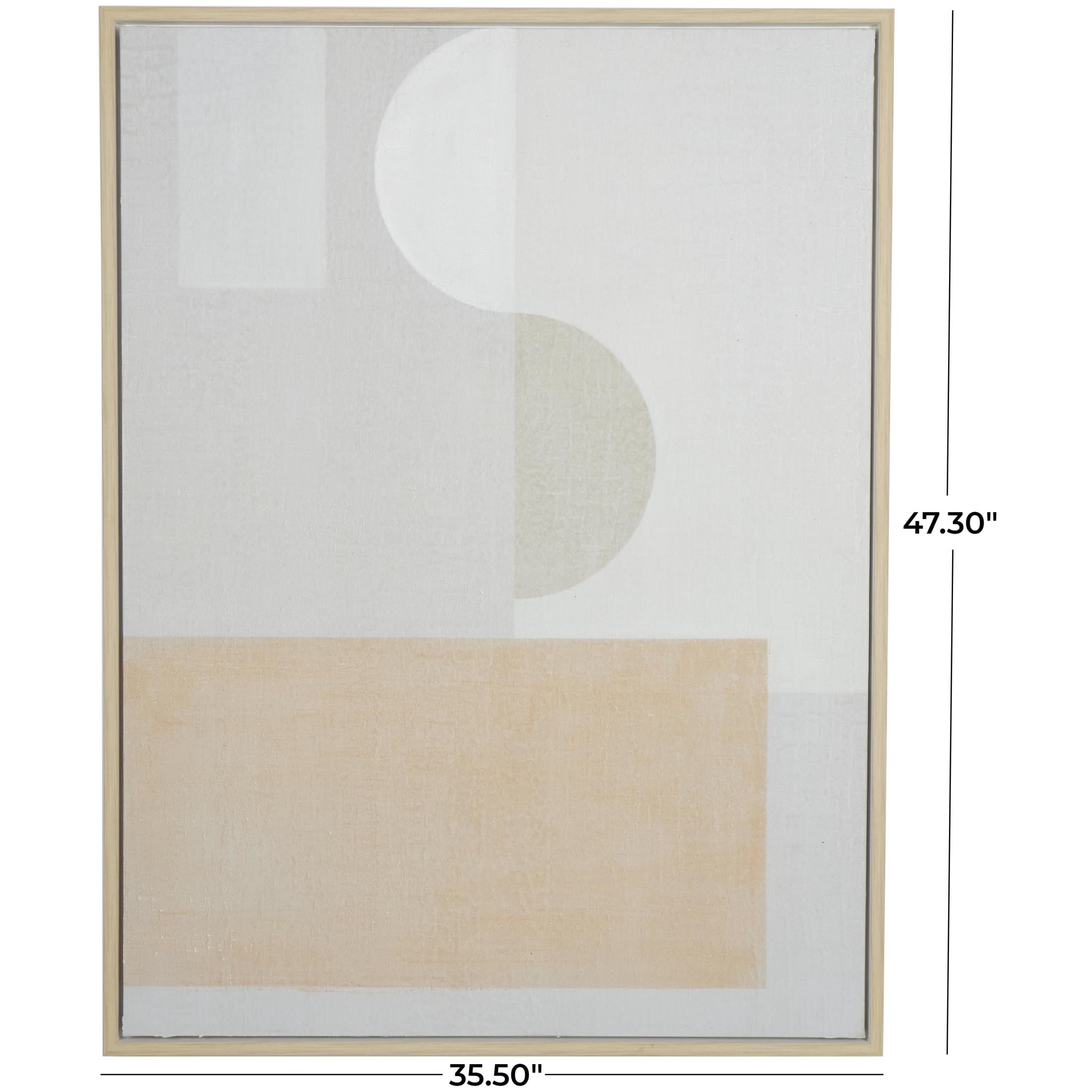 36" x 47" Mid Century Modern Shape Geometric Framed Wall Art with Pink and Sage Accents, by DecMode