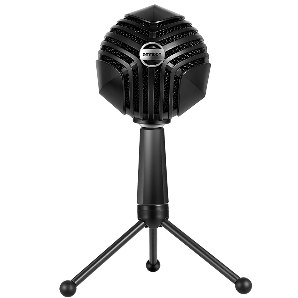 ammoon GM888 USB Condenser Microphone Ballshaped Mic with Desktop