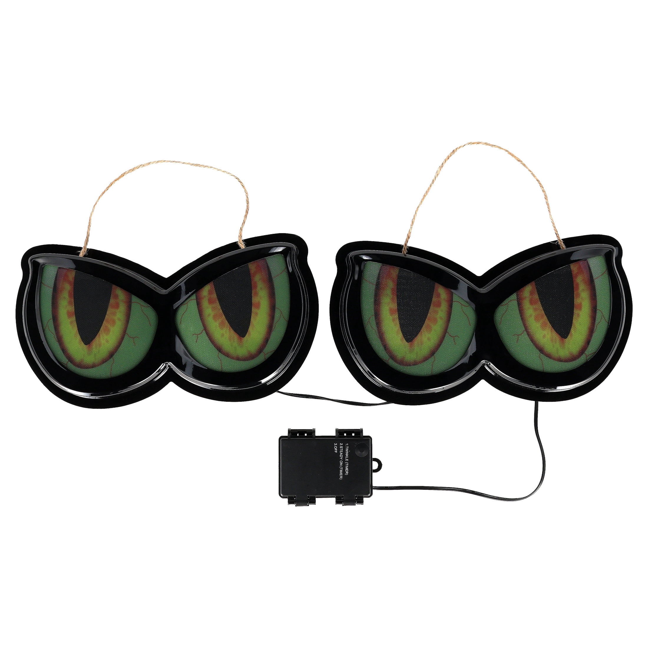 Indoor/Outdoor Battery-Operated LED Blinking Eyes Hanging Decor, Cool White, 2 Count, Halloween by Way To Celebrate