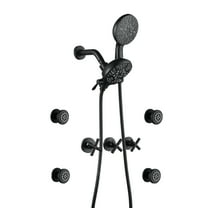 Cobbe Wall Mount Shower Mixer Set 3-Handle with 7-Spray Hand Shower and 4-Side Sprayer Combination Shower System Matte Black