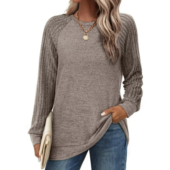 SWQZVT Sweatshirts for Women Crewneck Fall Tops Raglan Long Sleeve Shirts Lightweight Soft Sweaters Womens Clothes Color Block Pullover Tunic