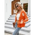 thumbnail image 3 of nine bull Cardigan Sweaters for Women,Long Sleeve Floral Open Front Sweater V Neck Outwear Cardigan (Orange S), 3 of 5