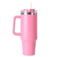 thumbnail image 1 of Vaso aislado al vacío FLhrweasw 40 oz con pajita y asa para bebidas frías y calientes rosa, 1 of 7
