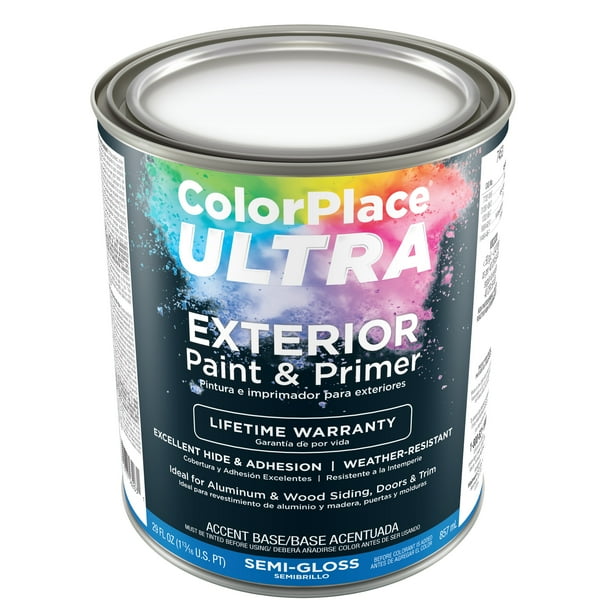 Color Place Ultra SemiGloss Exterior Paint & Primer Accent Base 1Qt