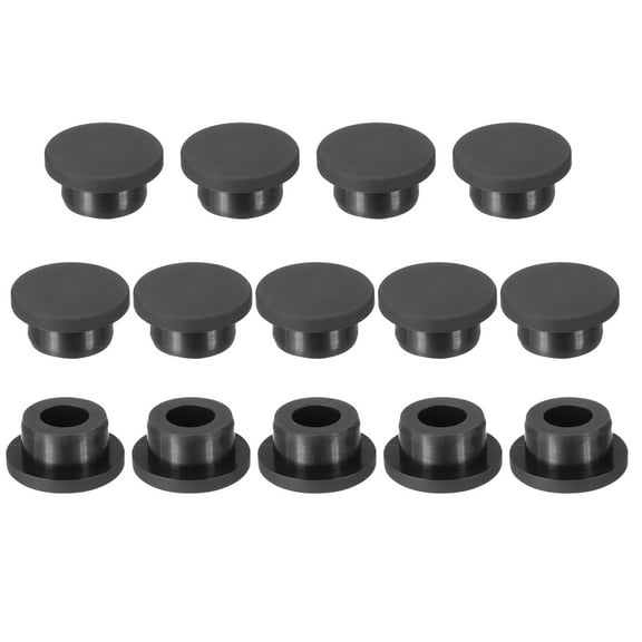 Uxcell Silicone Rubber Plug, 14 Pcs Soft Flexible Solid Rubber Stopper T-shaped Silicone Plugs for 22mm Hole, Black