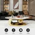 thumbnail image 2 of HIUU Gold Modern Coffee Tables,Faux Marble Coffee Table49.2",Coffee Tables Oval with Artistic Design Stainless Steel Base,Luxury Coffee Table for Living Room, 2 of 12