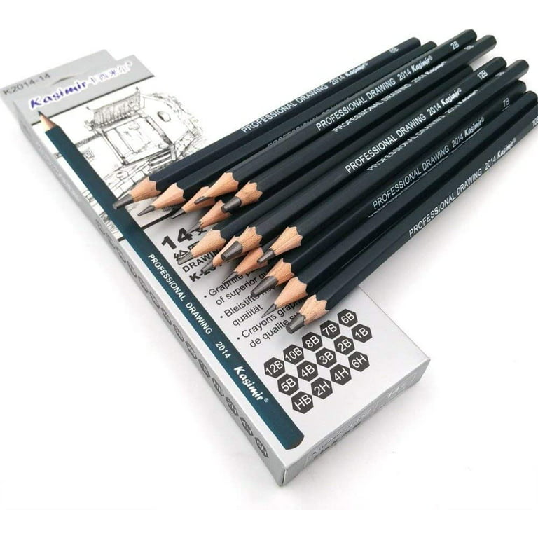 Definite Sketch Drawing Pencils- 14B, 12B, 10B, 8B, 7B, 6B, 5B, 4B, 3B, 2B,  B, H, HB, 2H, 3H, 4H, 5H, 6H and 7H (19 Pencils); Charcoal Pencils - Hard,  Medium and