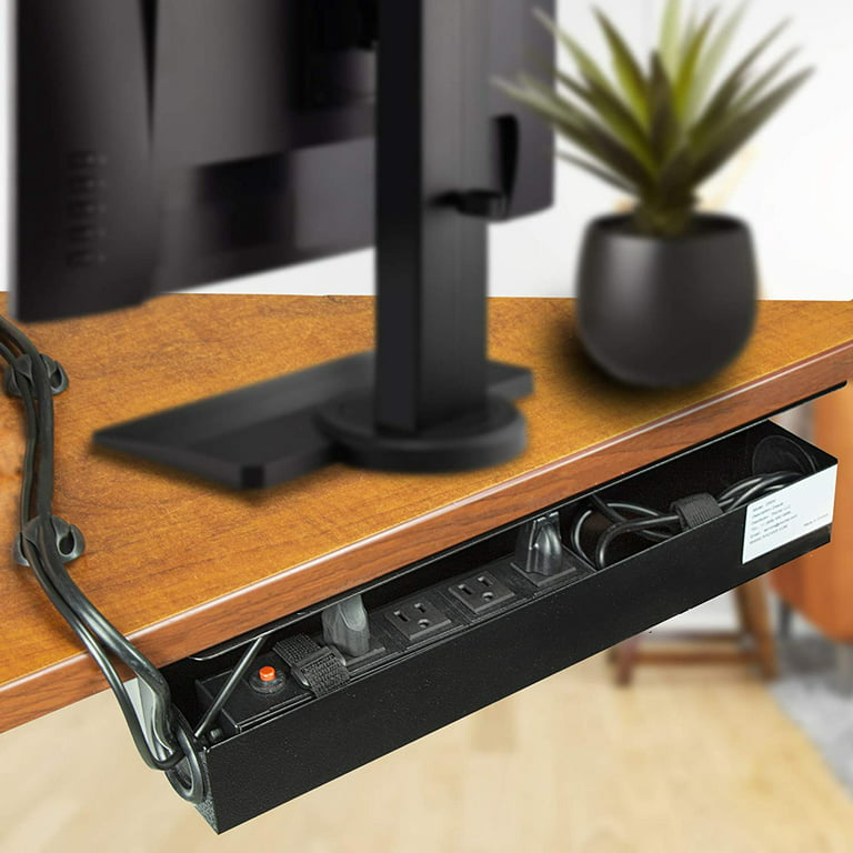 15-inch Under Desk Cable Management Tray - Wire Management Under Desk with  Cable Organization Accessories - Under Table Cable Management Tray for Home  and Office (Model DR4, Black) 
