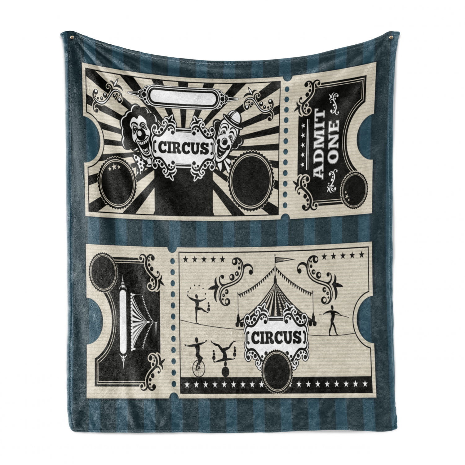 Whimsical Circus Theatre Ticket Admit one Movie Flannel Fleece Bed Blanket Throw Blanket Lightweight Cozy Plush Blanket Home Decor for Bedroom Living Rooms Sofa Couch