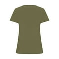 thumbnail image 4 of Puntoco Short Tops Blouses for women Clearance Women's Casual Short Sleeve Solid Ladies Round Neck Top Blouse Army Green L(L), 4 of 5
