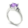 thumbnail image 2 of 1.71 ctw Solitaire with Zirconia Diamond Accents Anniversary Ring for Women | Round Cut Simulated Alexandrite | Hyperallergenic Solid 14K White Gold, 2 of 5