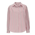 thumbnail image 6 of Sevevn Striped Button Down Shirts For Women Dress Shirts Long Sleeve Casual Collared Office Work Shirt With Pocket Summer Pink XL, 6 of 8