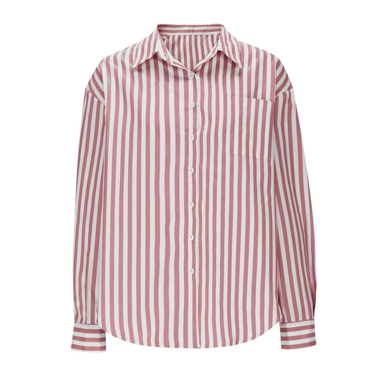 KIFOVEN Women's Striped Puff Sleeve Blouse - 3/4 Sleeve V-Neck Loose Fit Top