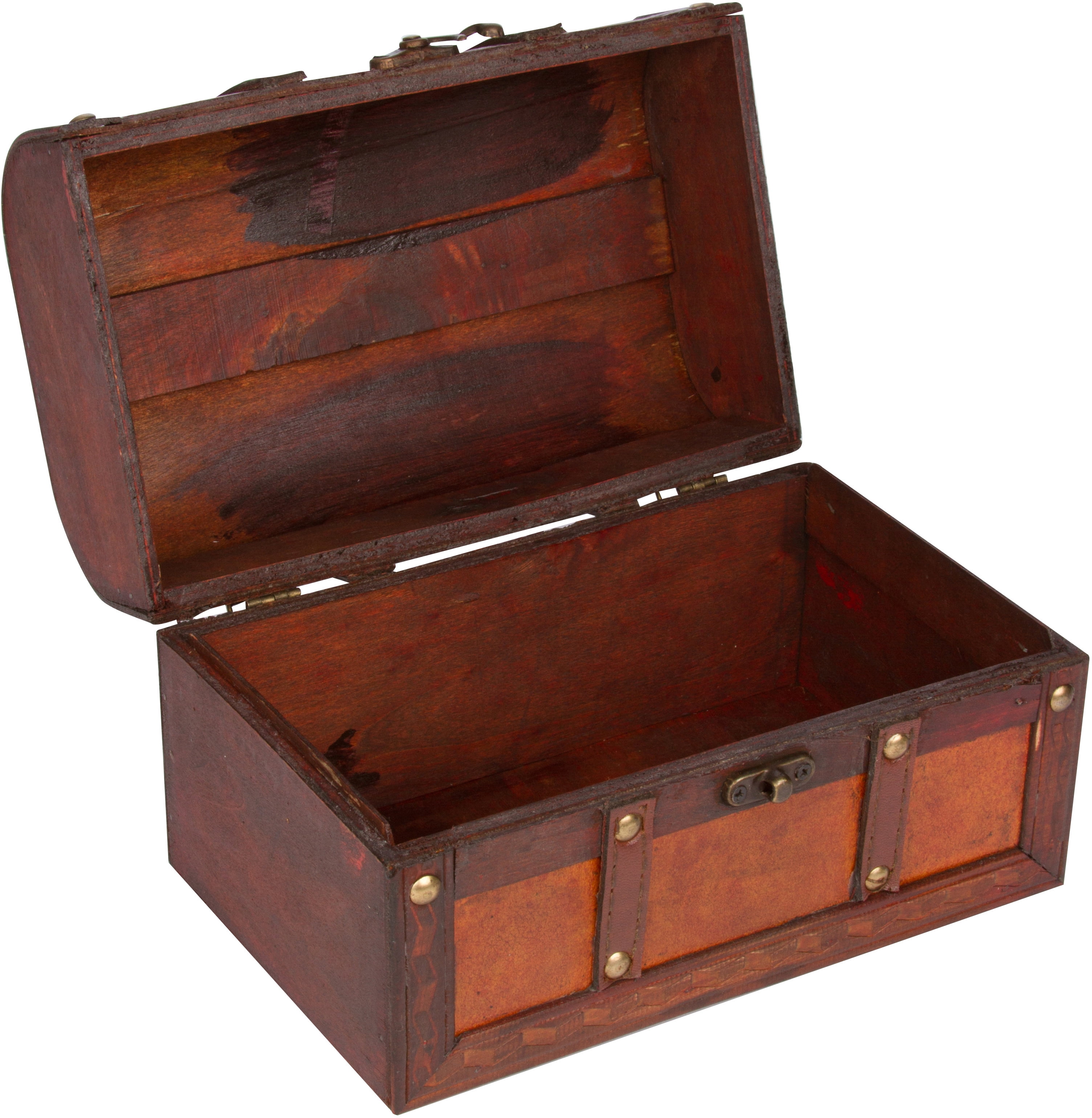 Wood and Leather Decorative Chest by Trademark Innovations X-Large