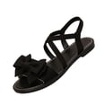 thumbnail image 2 of Women's Bow Flat Sandals Open Toe Crisscross Strappy Elastic Slingback Fashion Comfortable Non Slip Summer Casual Beach Vacation Shoes, 40, 2 of 4