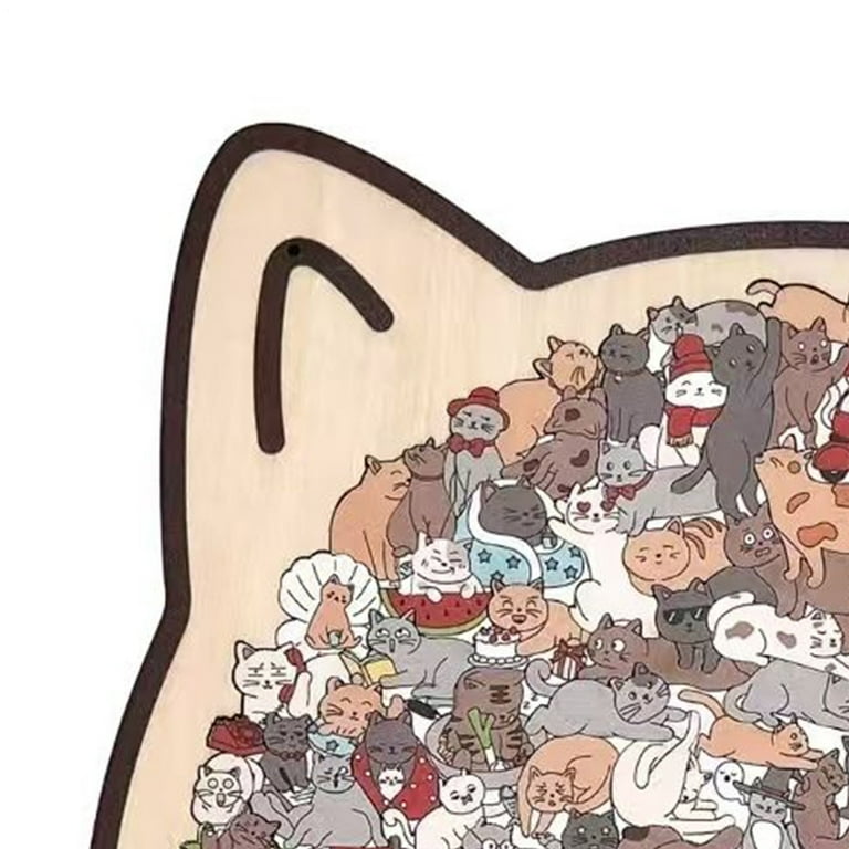 135 Piezas Adultos Niños Genérico Cat Shaped Wooden Jigsaw, Fine Motor 135 Piezas Adultos Niños Genérico Cat Shaped Wooden Jigsaw, Fine Motor
