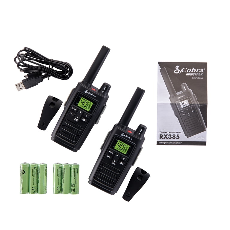 Cobra RX385 Two-Way Radios Pair, Rugged Water Resistant Walkie