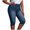 #0475-Blue, variant on Women's Faux Denim Pants Elastic Waist Casual Soft Non-Denim Stretch Fabric Cropped Length with Faux Pockets Straight Fit for Casual Weekend Outings Walking Trips