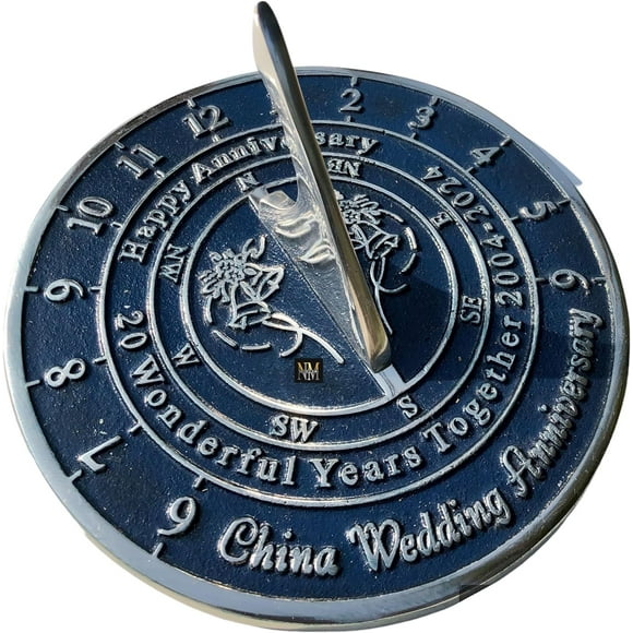Nauticalmart 20th China Anniversary Unique Marriage Present for Parents, Grandparents, Friends, Husband or Wife, Couples, Him & Her Wedding Anniversary Sundial Gift 2024 (20th Anniversary)