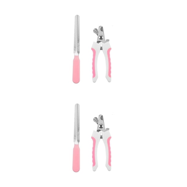 Tijeras de uñas para mascotas Billuyoard 2 unids/set Acero inoxidable rosa pequeña