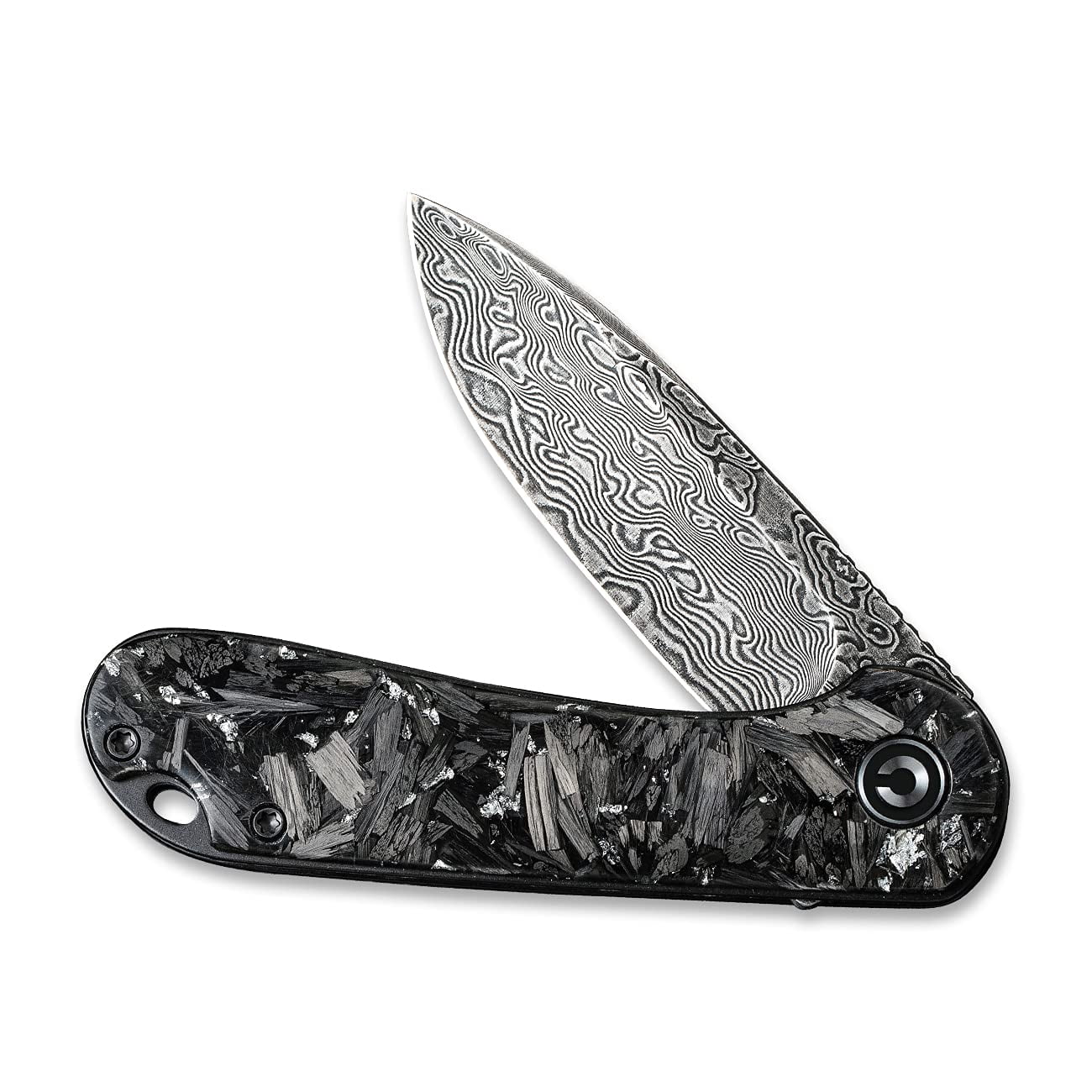 CIVIVI Elementum Folding Pocket Knife for Men, 2.96" Damascus Blade Folder with Low Profile Pocket Clip C907C-DS2