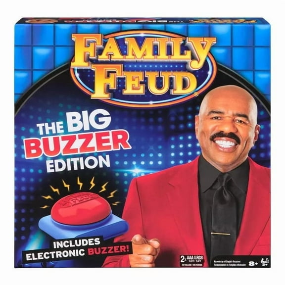 Family Feud The Big Buzzer Edition Party Card Game – Electronic Buzzer & Fast Money Round