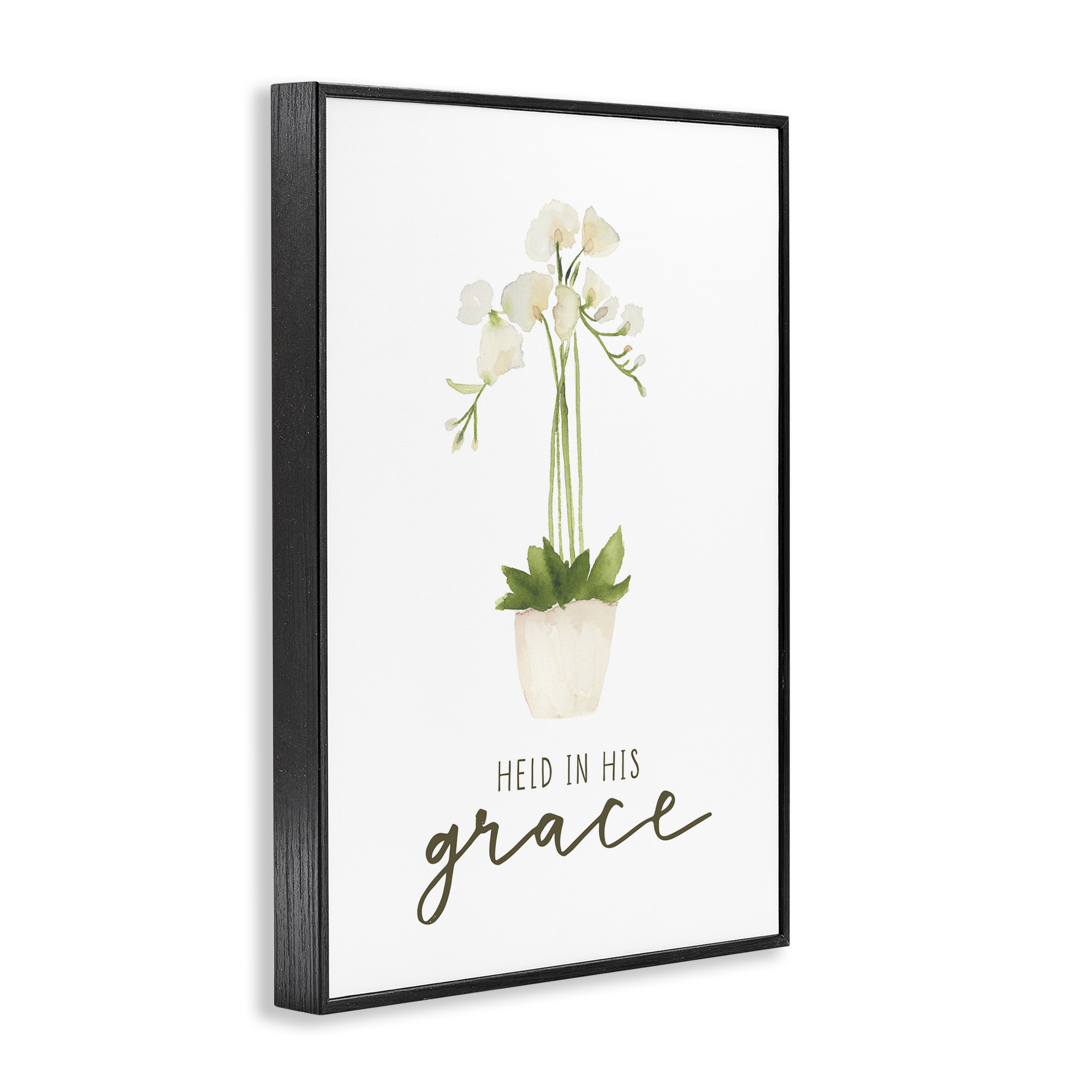 Stupell Industries Held In His Grace Botanical & Floral Painting Black Framed Art Print Wall Art, 16 x 24