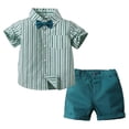 thumbnail image 2 of 1-5Years Kids Boys' School Clothes Suit Bow Short Sleeve Collar Shirt Strap Shorts Two Piece Set for Toddler Boys, 2 of 8
