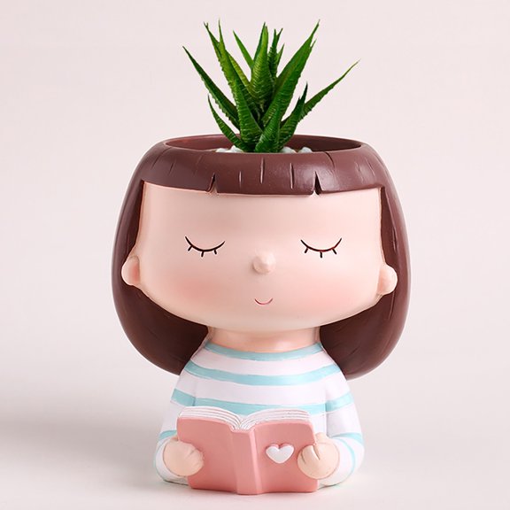 HmNPlay Face Flower Pot Head Planter for Indoor Outdoor Plants Unique Garden Decor Ornament Gift for Plant Lover Housewarming