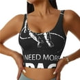 thumbnail image 2 of Haiem I Need More Space Pattern Womens Sports Bra - U Neck Padded Low Impact Yoga Bra Workout Crop Top Gym Moisture-Wicking Workout Vest -, 2 of 9