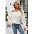 thumbnail image 4 of Boat Neck Horizontal Ribbing Dolman Sleeve Sweater, 4 of 8