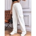 thumbnail image 6 of Womens Cargo Sweatpants Baggy Fleece High Waisted Joggers Sweat Pants Athletic Pants White XL, 6 of 8