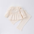 thumbnail image 4 of Korean Baby Girls' Clothes Set 0-4Y Lace Lotus Leaf Collar Top and Pants 2pcs Children's Outfit Spring Kid's Doll Shirt Suit, 4 of 6