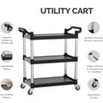 thumbnail image 3 of Ktaxon 3-Tier Plastic Rolling Service Utility Cart with Wheels, Heavy Duty 390lbs Capacity Garage Tool Cart Foodservice Cart for Warehouse Office Home Restaurant Kitchen Office, 3 of 8