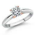 thumbnail image 2 of Gem Stone King 925 Sterling Silver with 10K Rose Gold Prongs Cushion Cut Lab Grown Diamond Engagement Ring for Women | 0.70 Cttw | DEF Color | VVS-VS Clarity (Size 8), 2 of 4