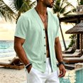 thumbnail image 2 of Sewkxo Men's Linen Shirts Short Sleeve Casual Shirts Button Down Shirt for Men Beach Summer Shirt,Light Green 2XL, 2 of 8