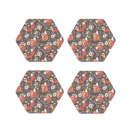 

Leather Coasters with Heat-resistant for Drinks Foxes -标题2 Hexagon