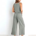 thumbnail image 6 of lmcalzta Linen Set for Women Sleeveless Square Neck Tank Top High Waisted Wide Leg Pants Casual 2 Piece Outfits, 6 of 8