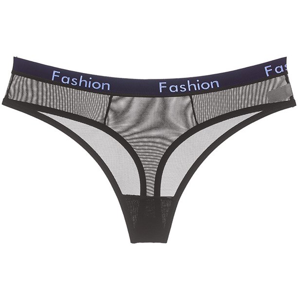Ropa interior sexy para mujer, transparente, de malla, con estampado deportivo, letras, cintura baja, sin costuras, bragas para mujer, tanga