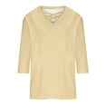 thumbnail image 5 of Aboser Women's Crossover V Neck T-Shirts Plus Size 3/4 Sleeve Tunic Tops Comfy Solid Color Tshirts Loose Fit Casual Blouses Dressy Three Quarter Length Sleeves Pullover, 5 of 6