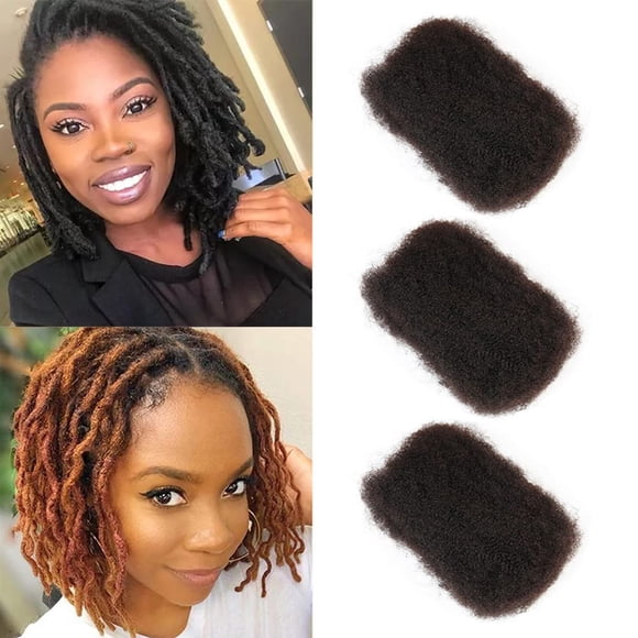 DÉBUT Afro Kinky Bulk 100% Human Hair 3 Packs 150g Tight Afro Kinky Curly Bulk Bundles Hair for Making/Repair Locs, Kinky Twists, Dreadlocks Braiding Hair Extensions