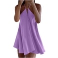 thumbnail image 2 of Xaqiouau Women's Solid Halter Neck Swing Mini Dress Casual Loose Sleeveless Flowy Beach Summer Short Dress for Vacation Daily Wear, 2 of 9