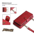 thumbnail image 3 of Galaxy S22 Wallet Case Premium Leather Flip Zipper Detachable Magnet Wallet Stand Card Holder Case with Crossbody Lanyard Strap Zipper Pocket Cover for Samsung Galaxy S22 6.1 inch 2022,Red, 3 of 9