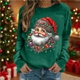thumbnail image 2 of Lcziwo Christmas Pullover for Women Funny Santa Print Oversized Sweatshirt Long Sleeve Crew Neck Soft Shirts Xmas Casual Fall Fashion Outfits 2025 Army Green,S, 2 of 4